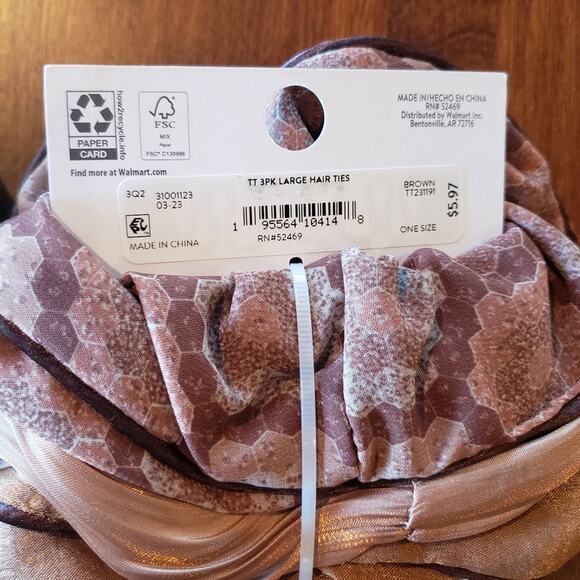 Time and True NWT bundle of  scrunchies 2-3pk large hair scrunchies brown greens - Picture 4 of 4